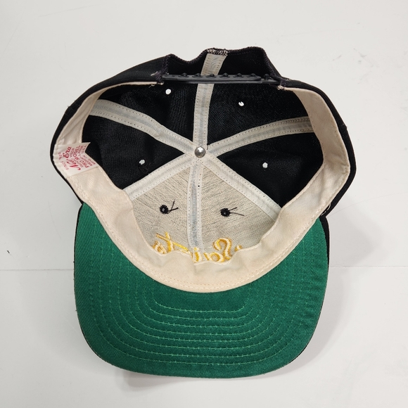 Vintage New Era Hat Saints Script Gold, SnapBack Cap Black, Green Under Brim - Picture 4 of 9